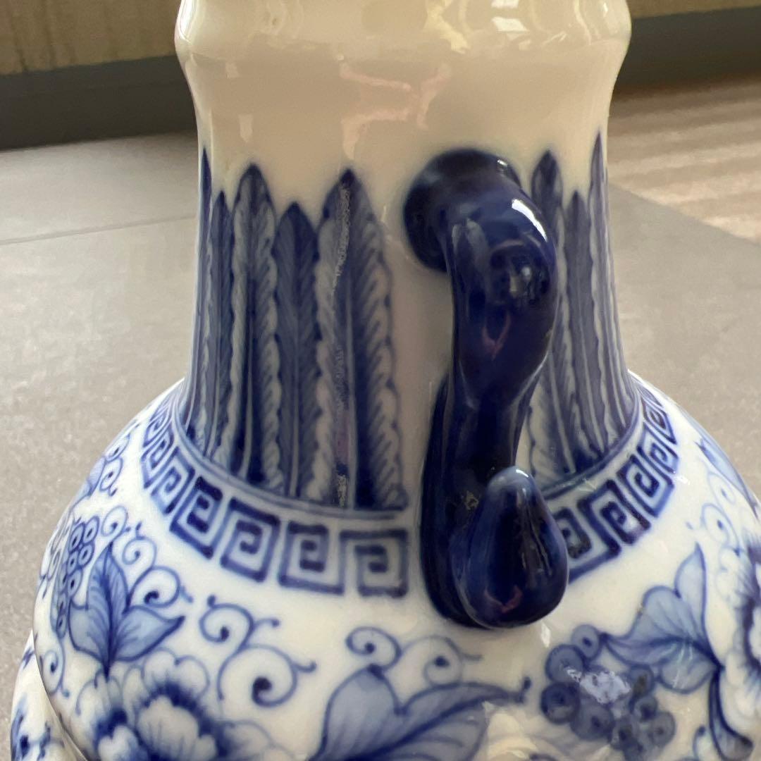 中国青花 染付 双耳瓶 花瓶 壺 陶磁器 古美術
