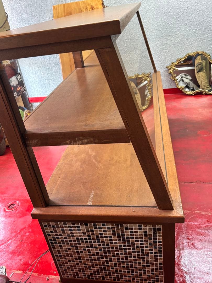 ◆アンティークガラスショーケース・タイル模様　状態B