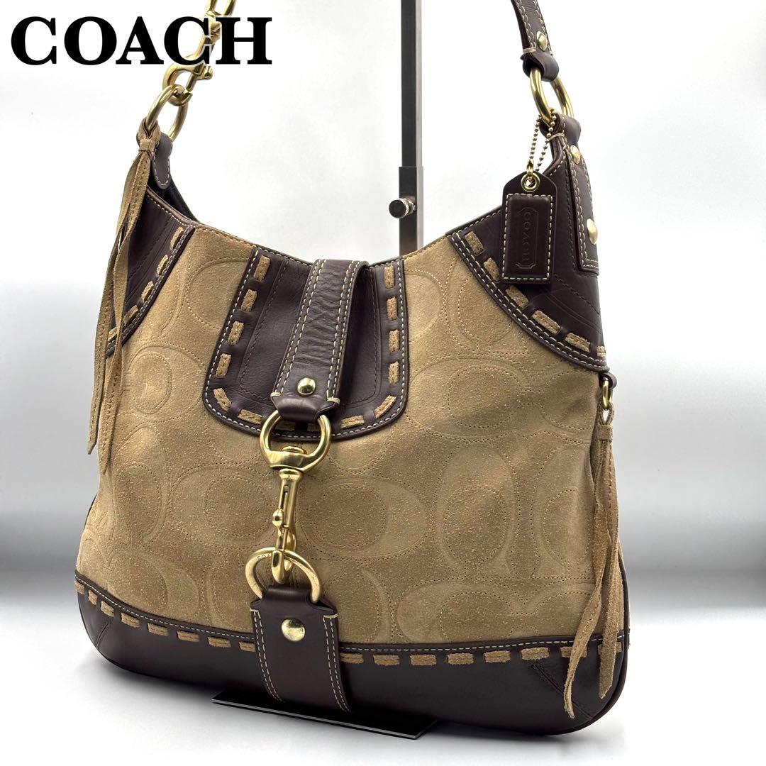 希少 y2k COACH コーチ ワンショルダー　レザー スエード　シグネチャー