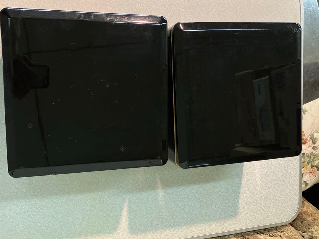 重箱　昭和レトロ　鶴亀　2段重箱　2セット　骨董品　台付