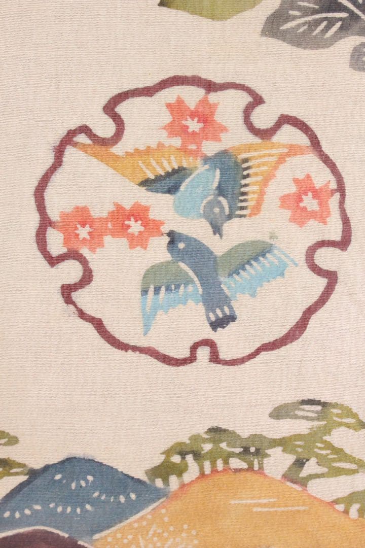 No5088 額装　染色画　花鳥　紅型　びんがた　琉球　伝統工芸　美術　送料無料