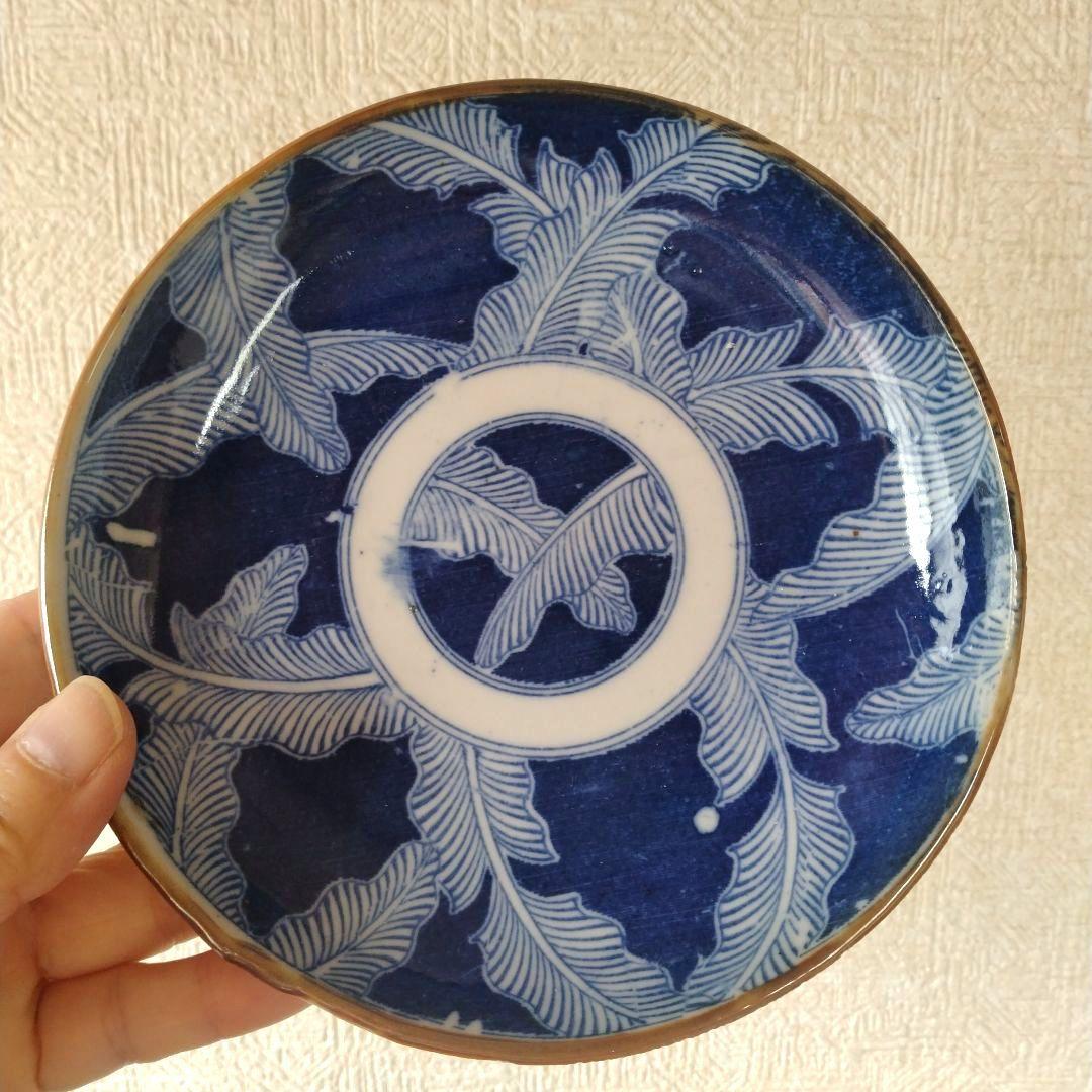 古伊万里明治印判芭蕉文平皿五客