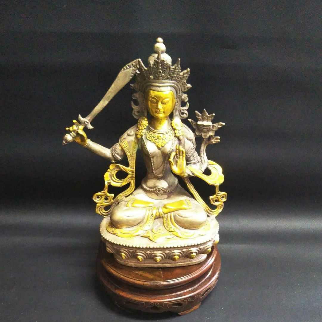 ※中国古美術/仏母座像(足銀)/チベット仏/