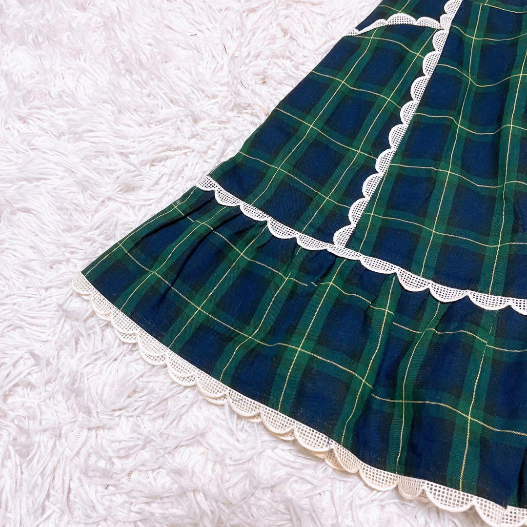 Emily Temple cute チェック フレア スカート 膝丈 レース