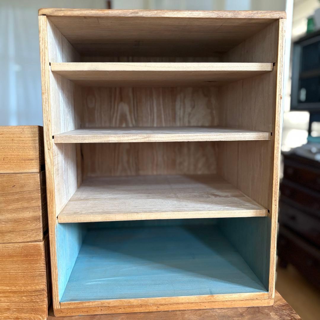 【ビンテージ木製4段チェスト】総無垢材×蜜蝋×金属取手 引き出し収納