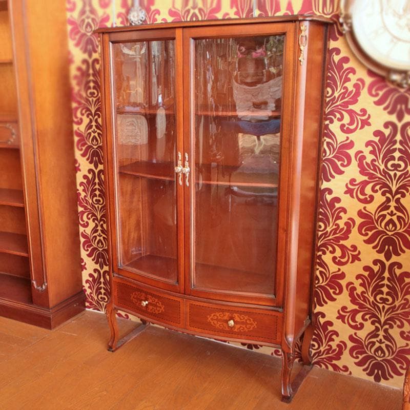 象嵌 ガラスキャビネット イタリア製 飾り棚 猫脚 602-142