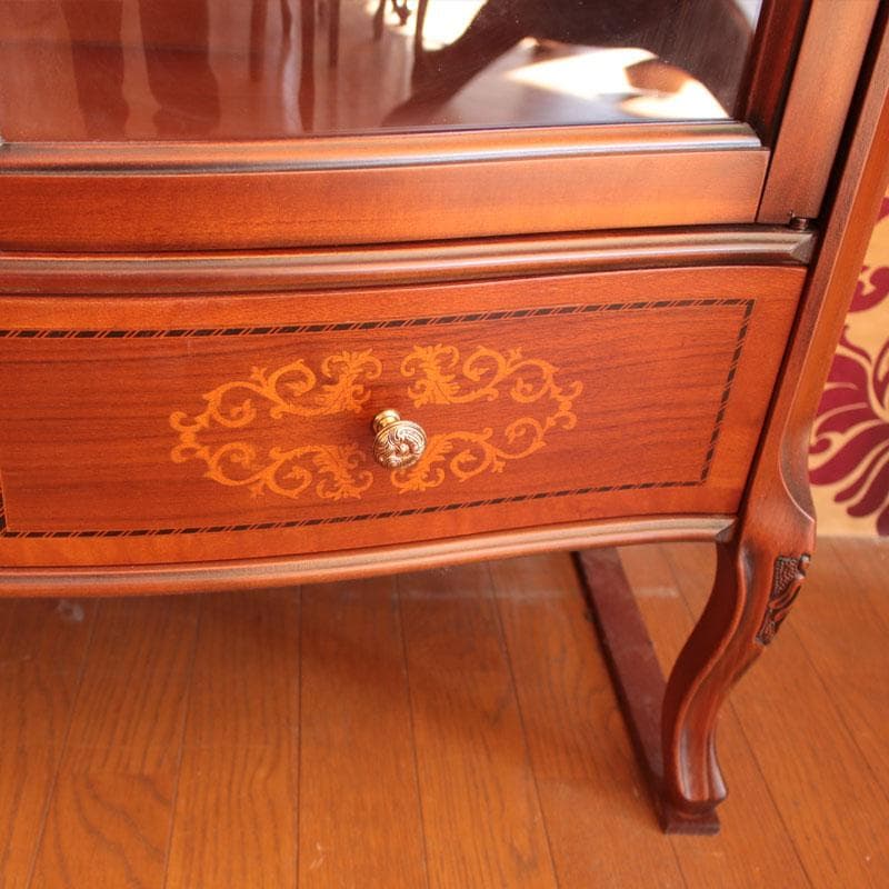 象嵌 ガラスキャビネット イタリア製 飾り棚 猫脚 602-142