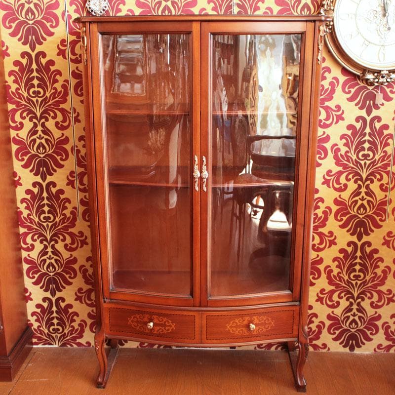 象嵌 ガラスキャビネット イタリア製 飾り棚 猫脚 602-142