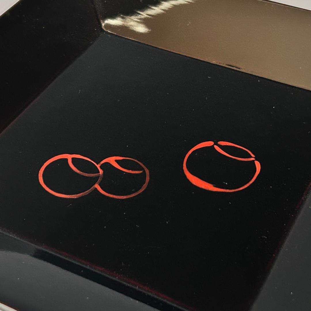 茶道具　輪島塗　黒四方盆　ツボツボ自画　干菓子器　表千家　久田宗也　尋牛斎書付