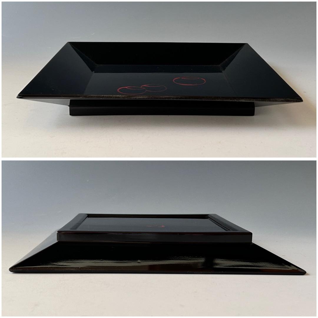 茶道具　輪島塗　黒四方盆　ツボツボ自画　干菓子器　表千家　久田宗也　尋牛斎書付