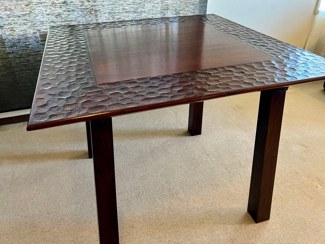 【○】アジアン家具 インドネシア製 テーブル 天然木 ハンドメイド 手彫り