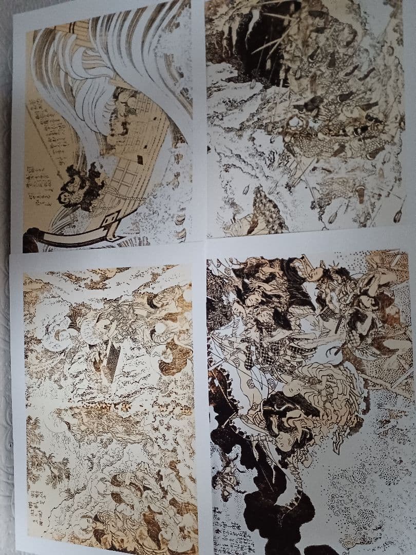 江戸屋の飾り絵　葛飾為斎の観音経画説14枚 　北斎の弟子　為斎の鬼作品を工芸復活