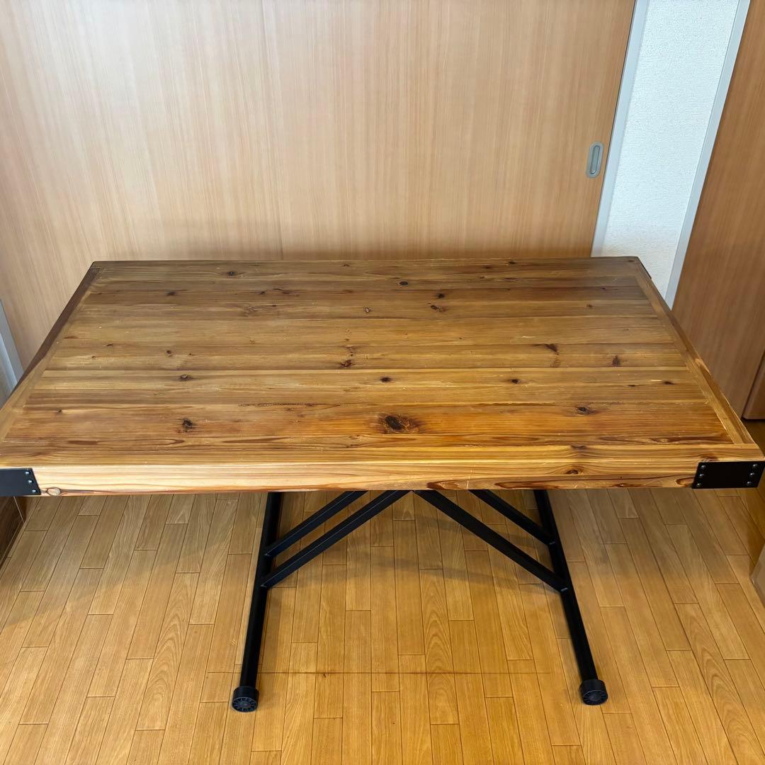 昇降式 テーブル 140cm リフティングテーブル ダイニング ヴィンテージ風