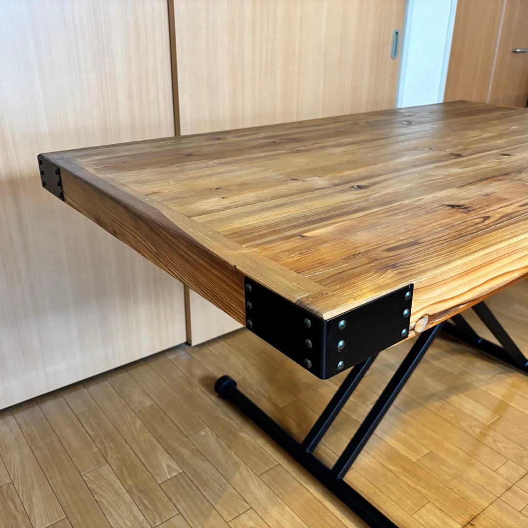 昇降式 テーブル 140cm リフティングテーブル ダイニング ヴィンテージ風