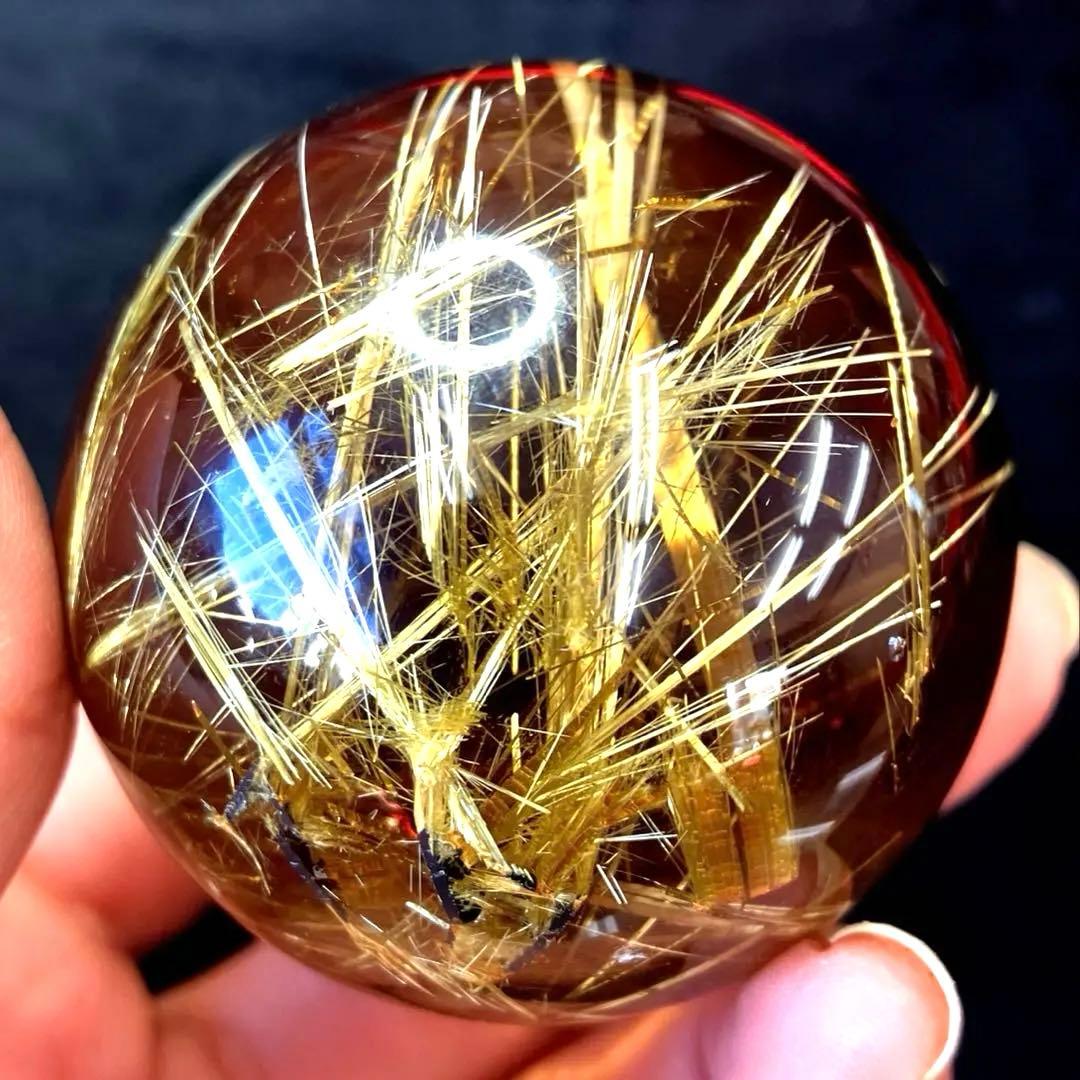 超絶綺麗✨51mm ゴールドタイチンルチルクォーツ　丸玉　スフィア　金針水晶