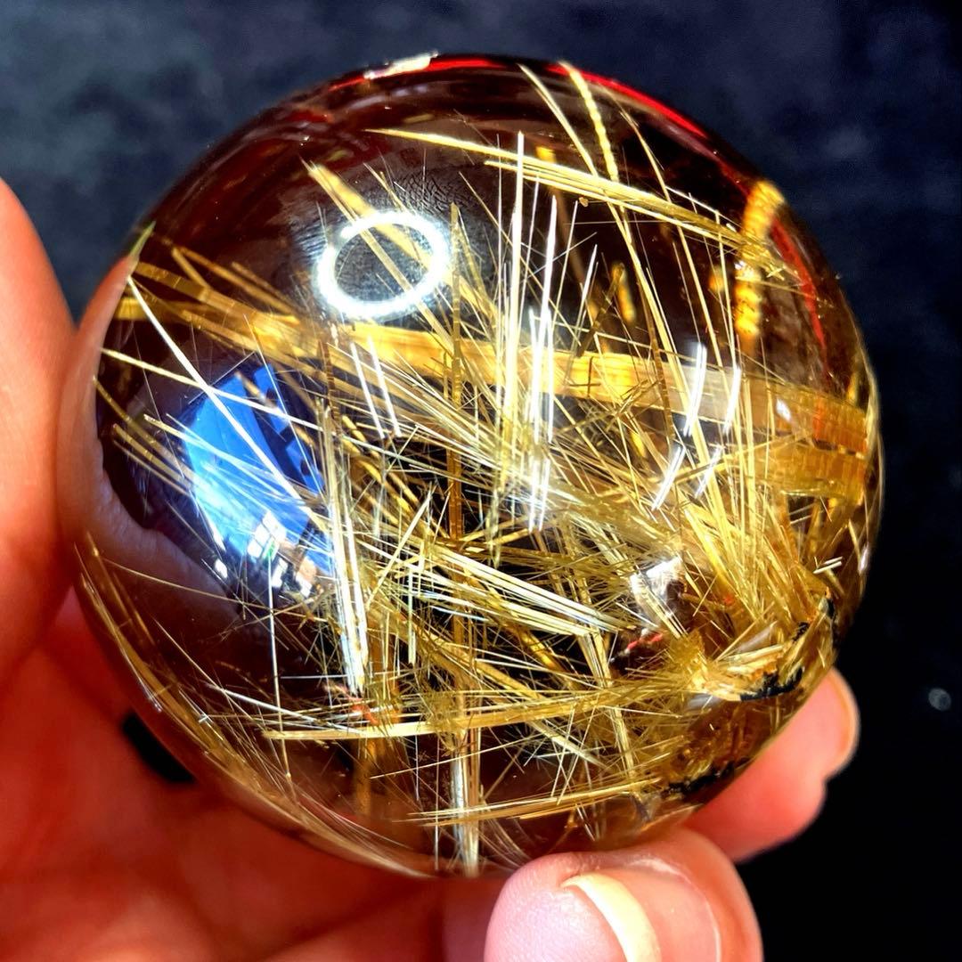 超絶綺麗✨51mm ゴールドタイチンルチルクォーツ　丸玉　スフィア　金針水晶