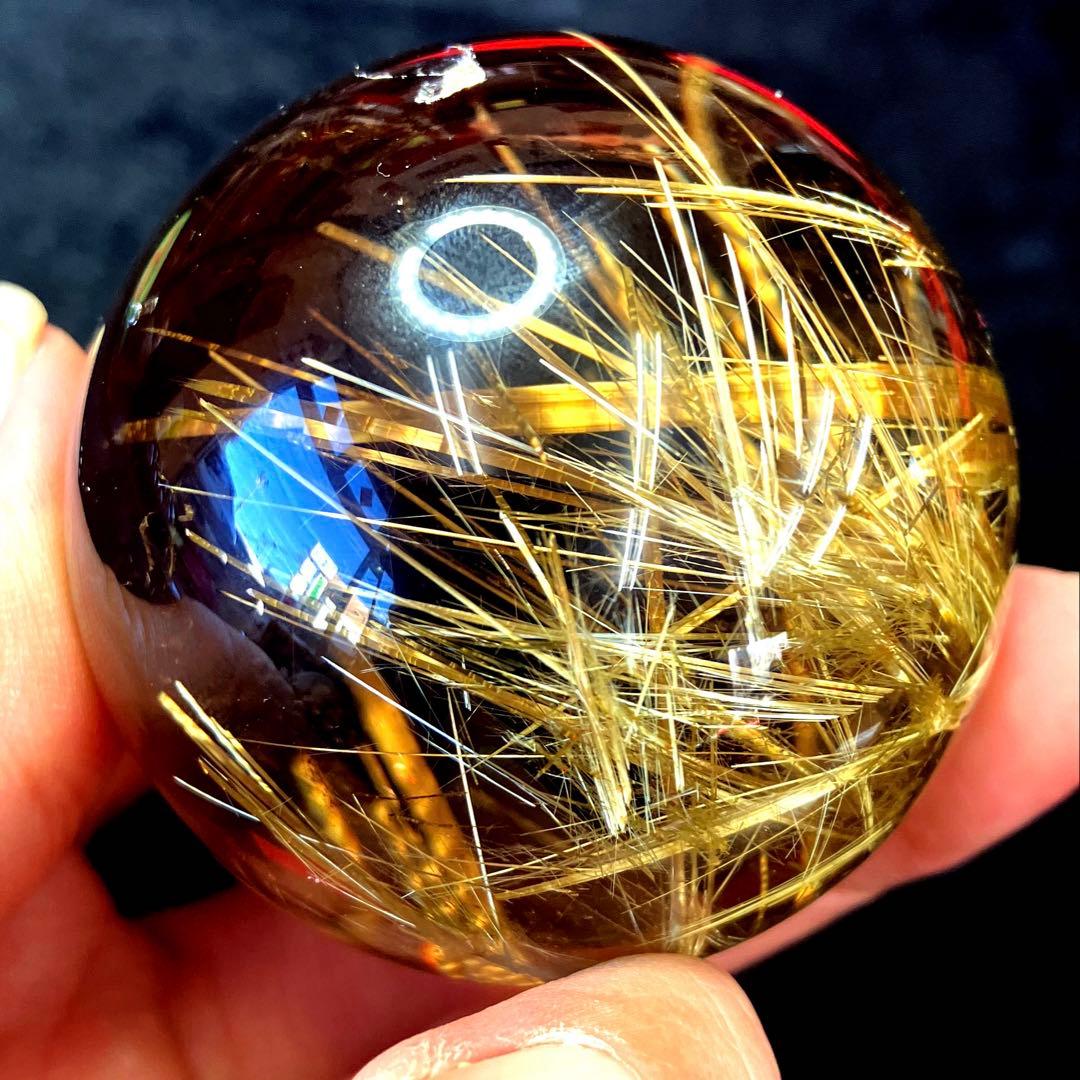 超絶綺麗✨51mm ゴールドタイチンルチルクォーツ　丸玉　スフィア　金針水晶
