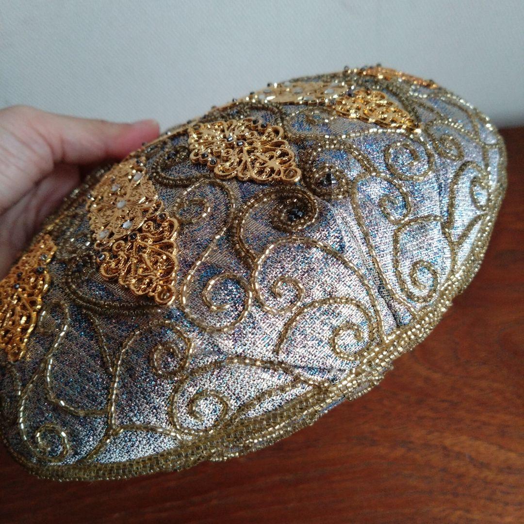 希少　皇室御用達　LUMY　はしもと　ビーズ　 刺繍　バッグ　がま口