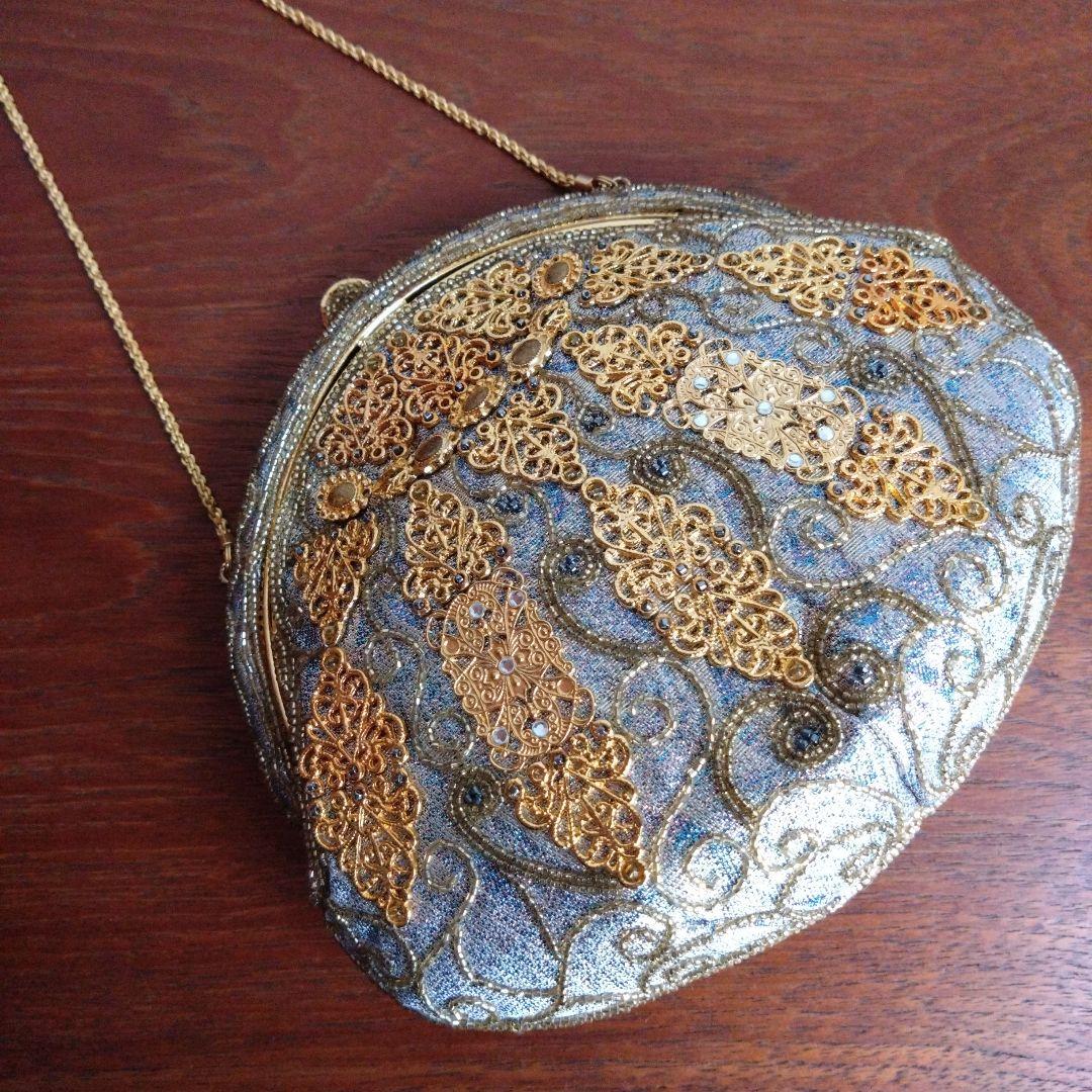 希少　皇室御用達　LUMY　はしもと　ビーズ　 刺繍　バッグ　がま口