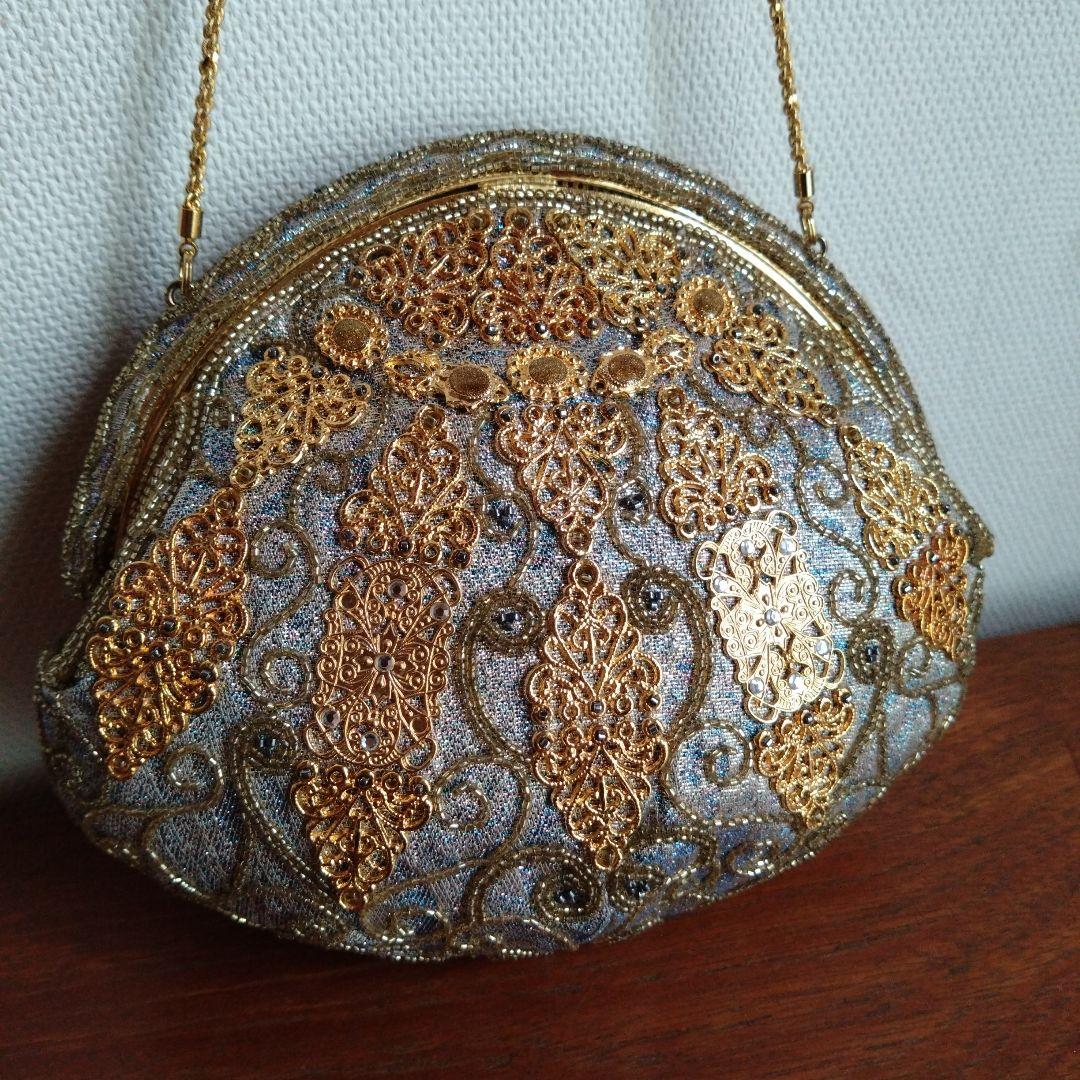 希少　皇室御用達　LUMY　はしもと　ビーズ　 刺繍　バッグ　がま口