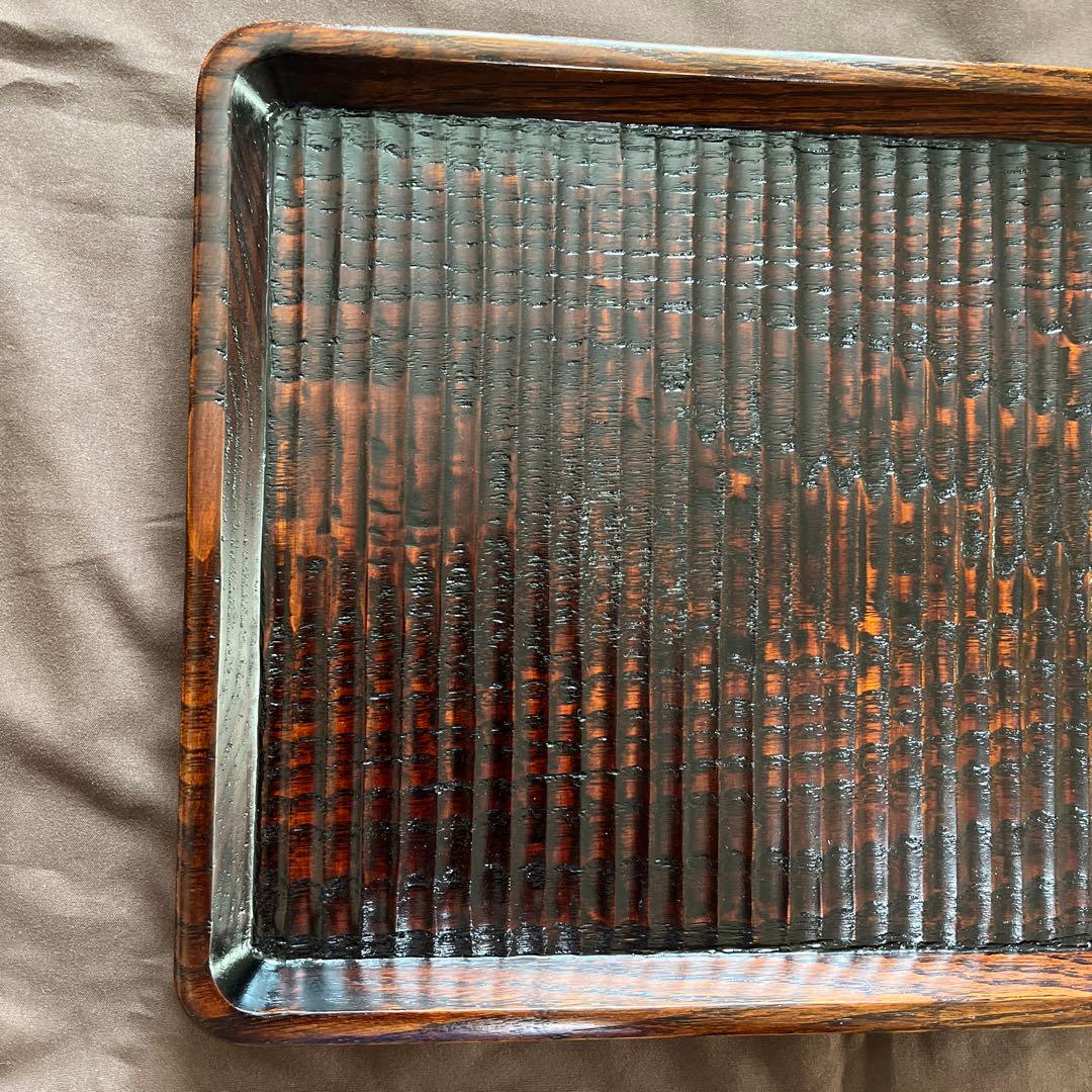 栗拭漆我谷盆　353mm×250mm×24mm　折敷　トレー　№9024