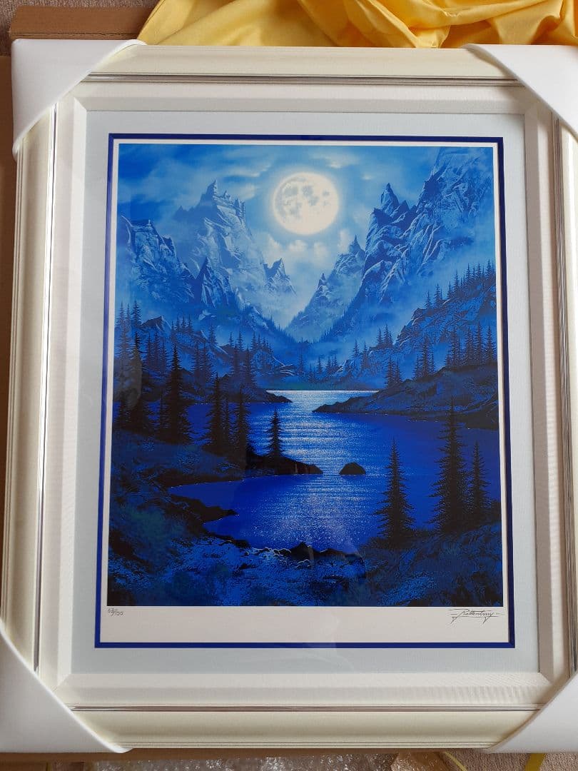 絵画　月明かりの山脈