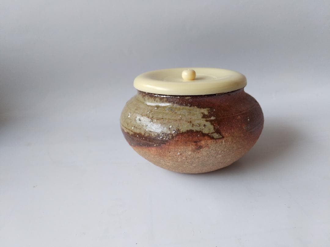 がっちゃん信楽焼 大海 茶入 今井桂秋 仕覆 織部異紋 茶道具 共箱 新品