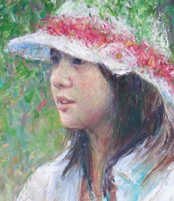 井上 司「緑陰」油彩画 F6