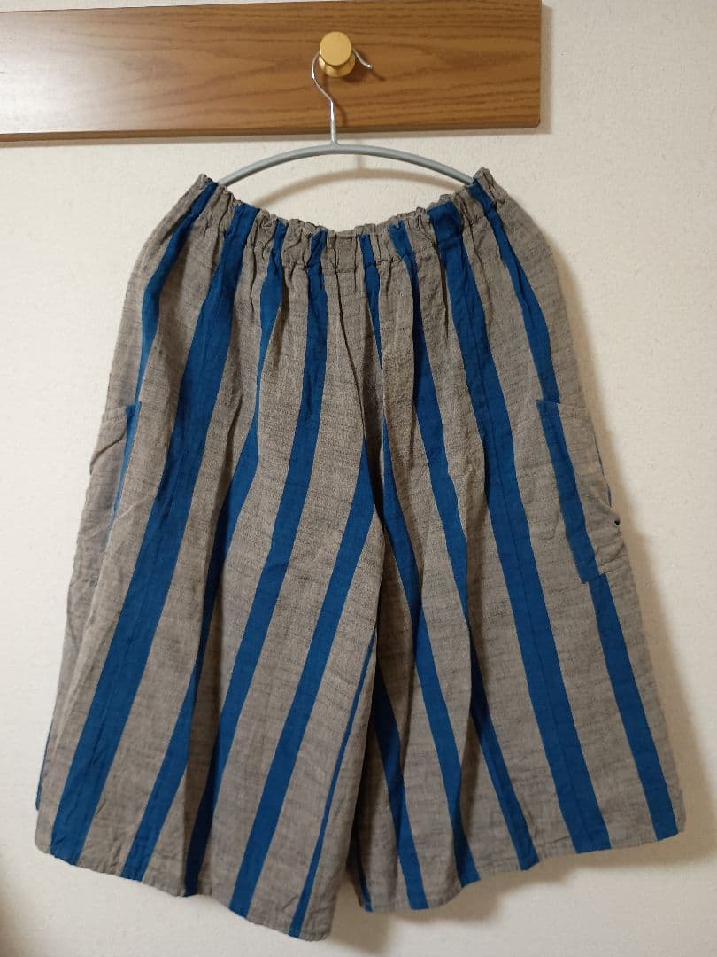 ヤンマ産業　会津木綿　キュロット　ひじり縞