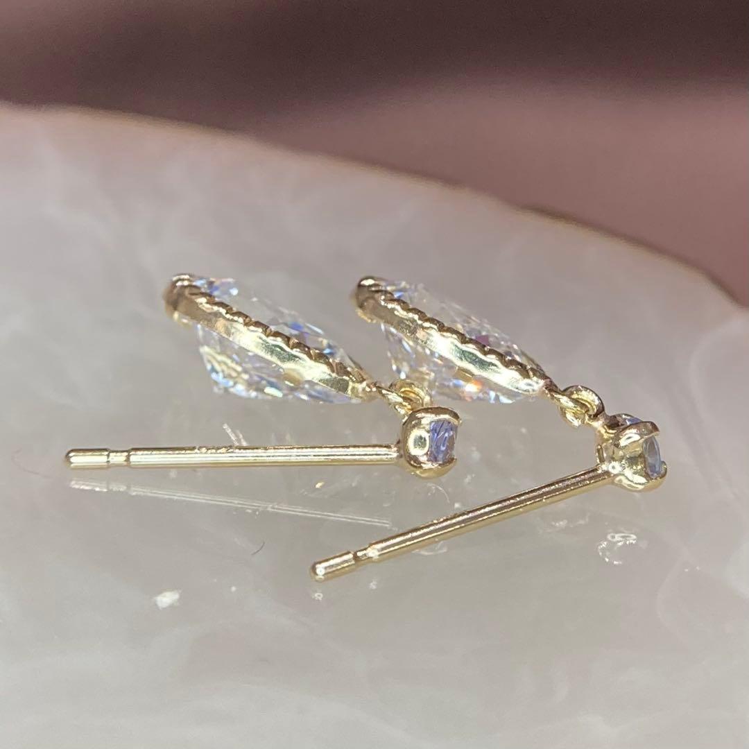 【新品未使用】k10 キュービックジルコニア　天然タンザナイト　ピアス