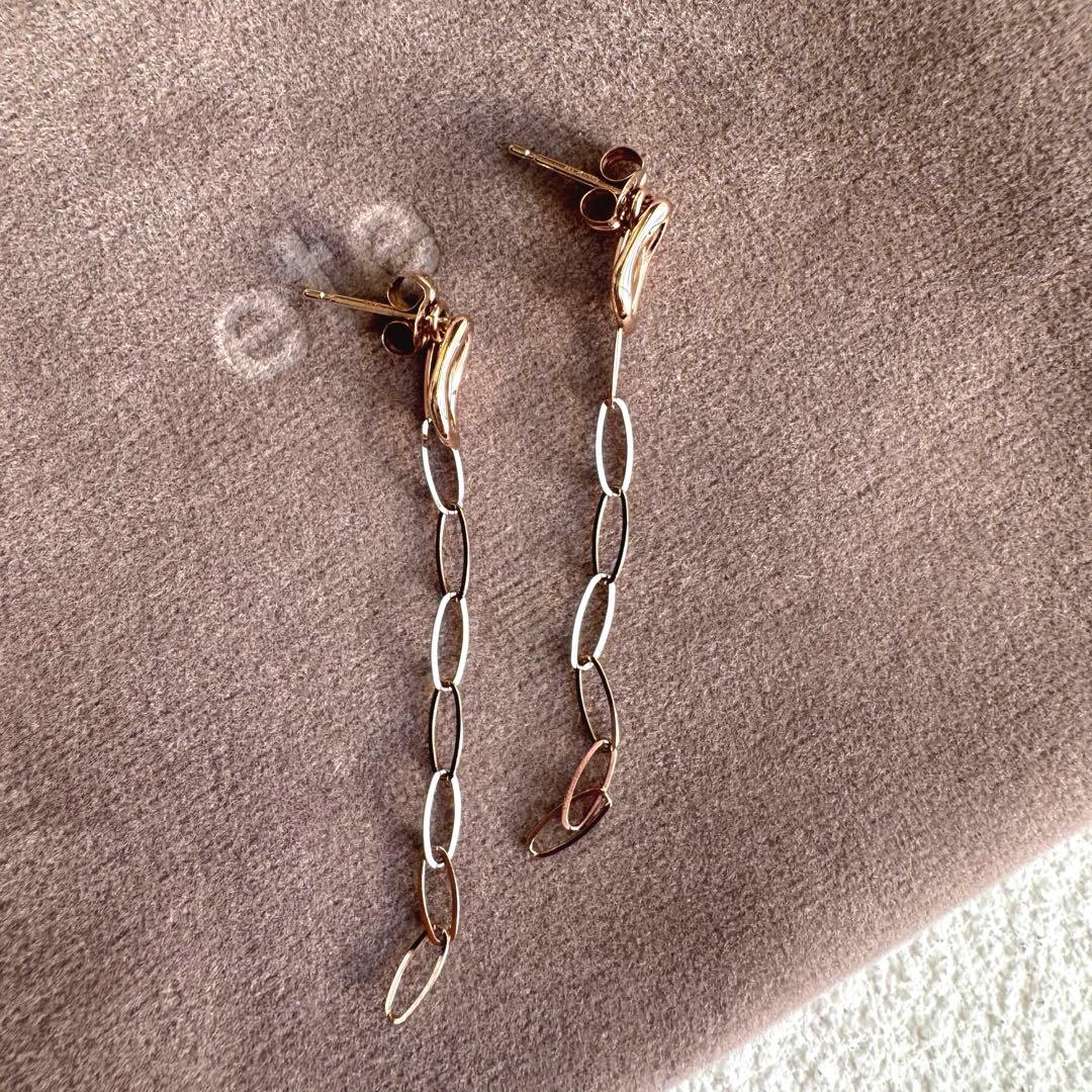 ete エテ ドロップ チェーン ピアス SV925 K18 ニッケルフリー