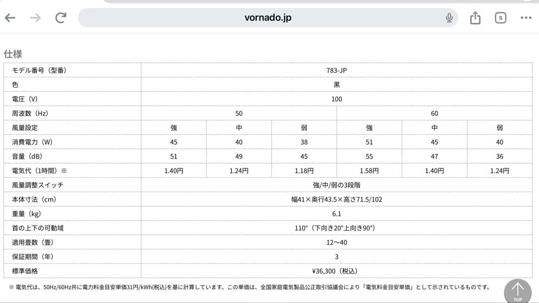 VORNADO(ボルネード) 783-JP サーキュレーター