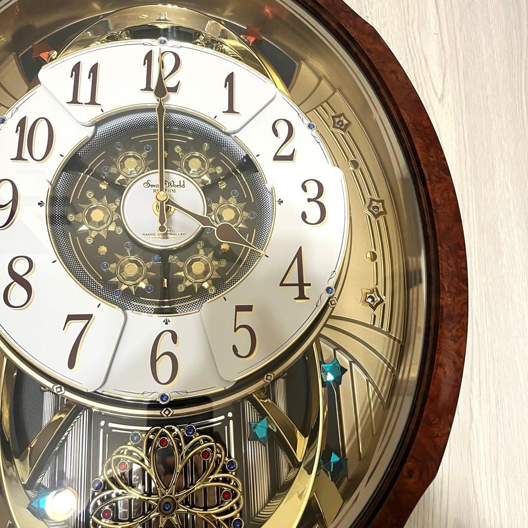 未使用品❗️リズム時計 電波カラクリ掛け時計 スモールワールドブルームGO