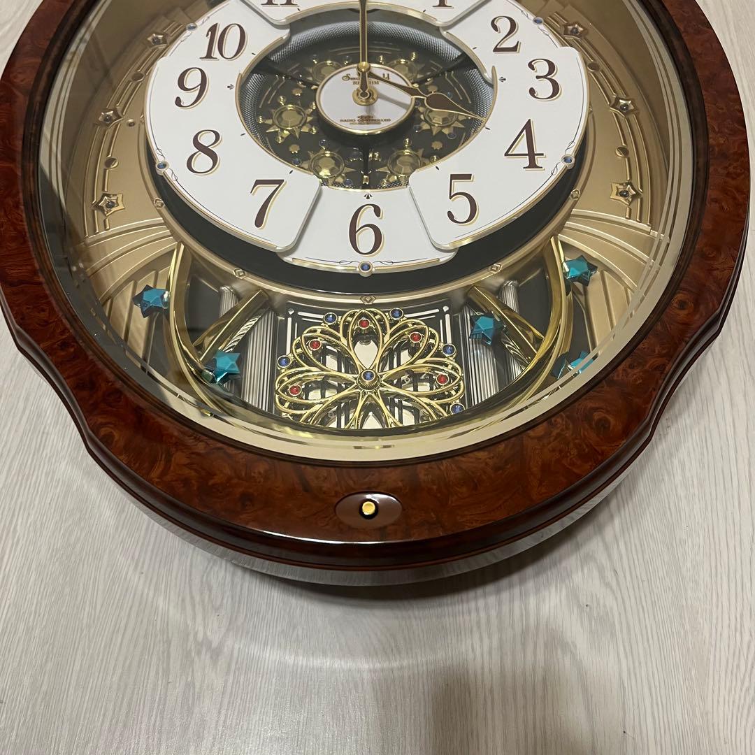 未使用品❗️リズム時計 電波カラクリ掛け時計 スモールワールドブルームGO