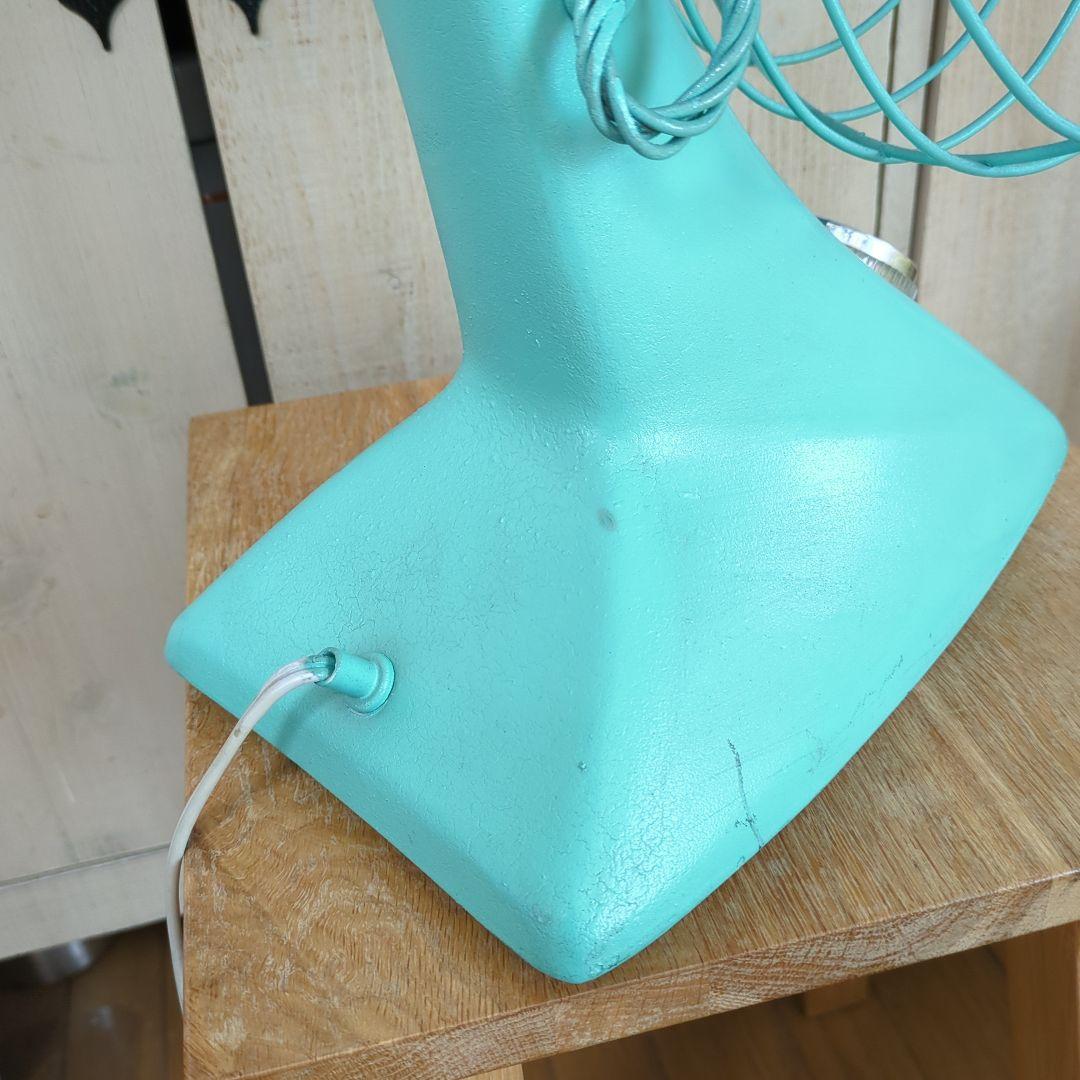 昭和レトロ 卓上扇風機 水色 3枚羽根　ビンテージ　本体リペイント　稼働　東芝