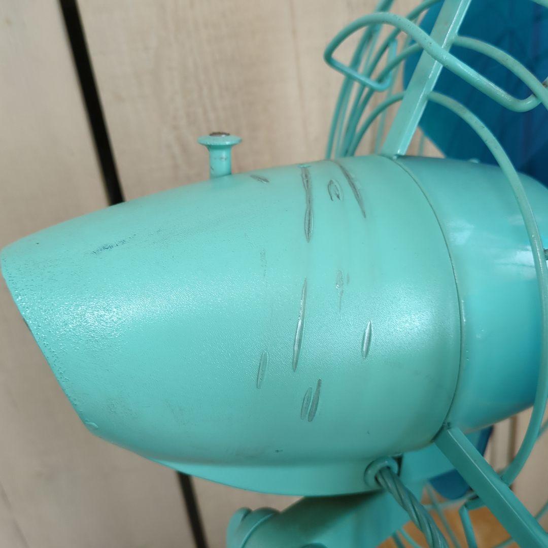 昭和レトロ 卓上扇風機 水色 3枚羽根　ビンテージ　本体リペイント　稼働　東芝