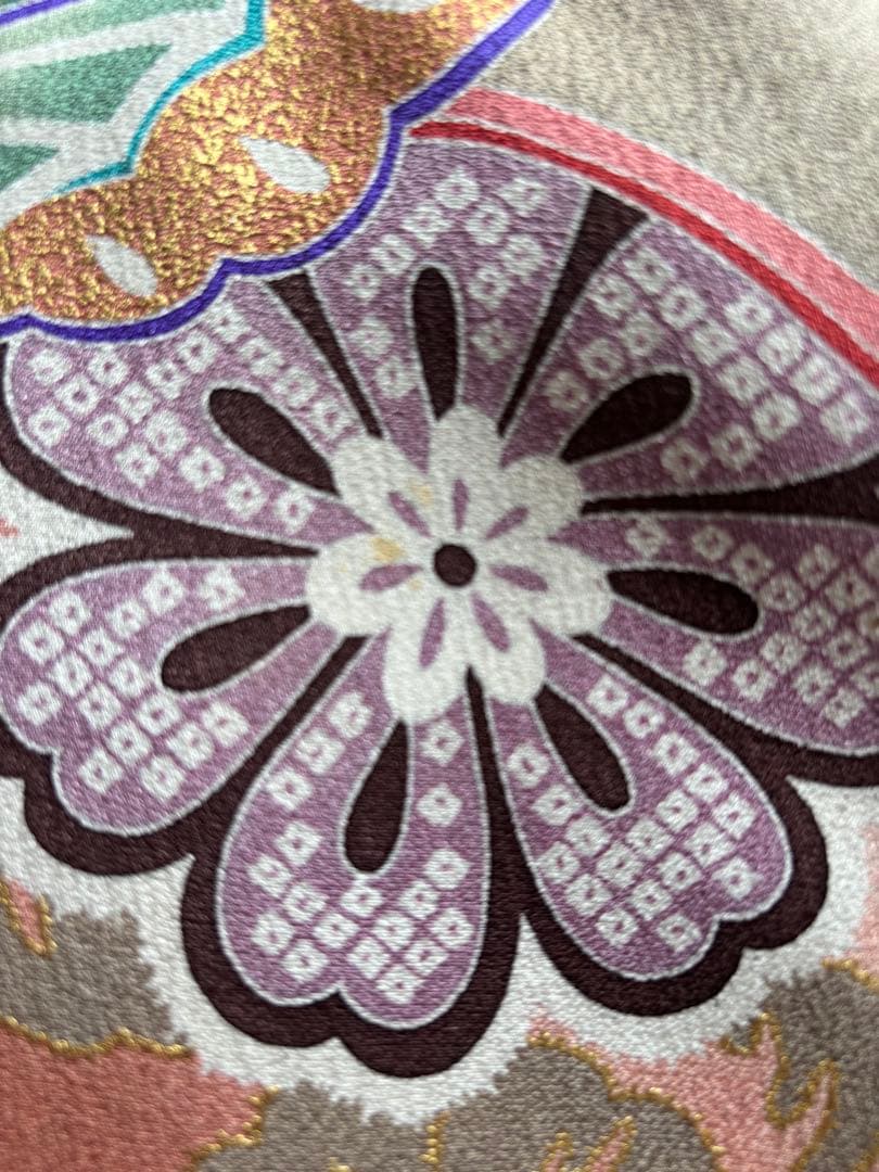 miar 様　⭐️振袖セット（７点）正絹振袖　成人式　クリーニング済　グレージュ系