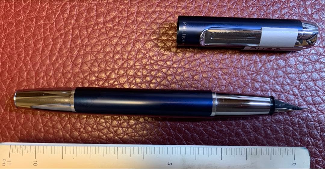 Pelikan P40 Pura ブルー&シルバー万年筆 スチール F