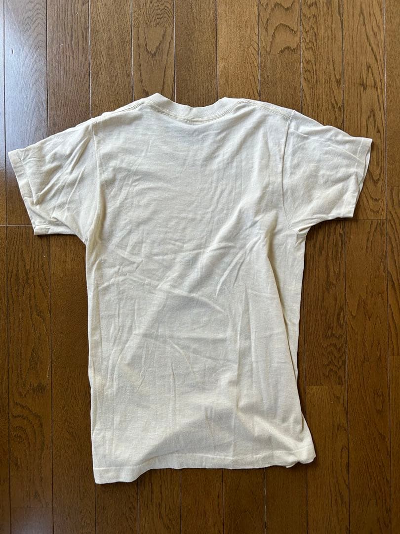 70sミッキー ウエスタン　Tシャツ　ベージュ　Mサイズ相当