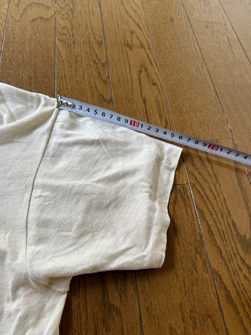 70sミッキー ウエスタン　Tシャツ　ベージュ　Mサイズ相当