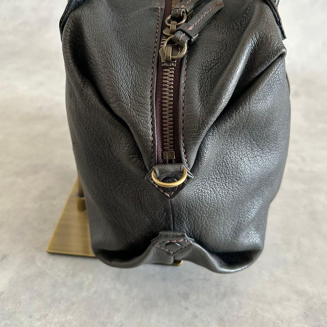 美品ゲンテン ショルダーバッグ 2way 山羊革 ゴートスキン ヌメボストン