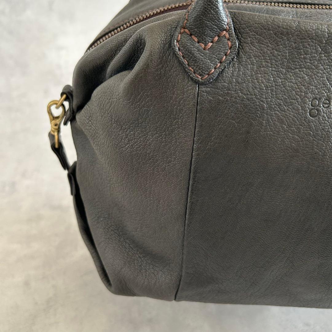 美品ゲンテン ショルダーバッグ 2way 山羊革 ゴートスキン ヌメボストン