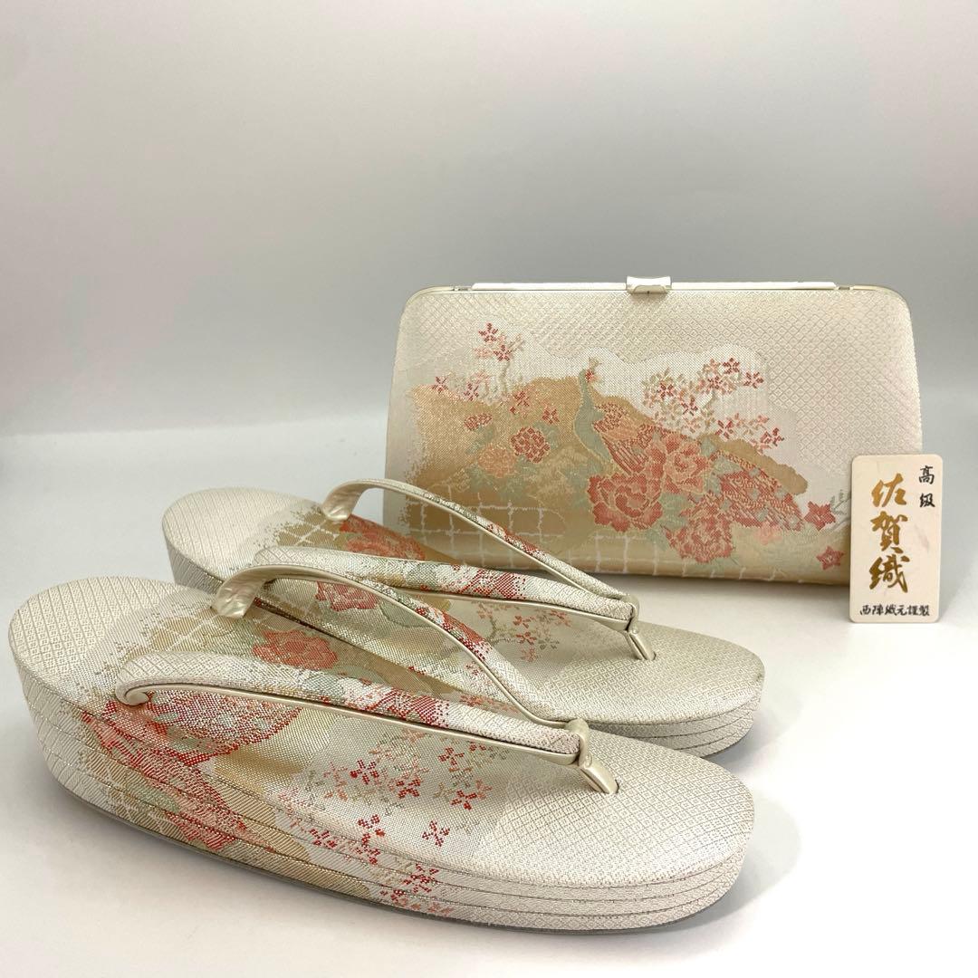 ■新品■厚底■帯地■草履バッグセット■ 高級佐賀織