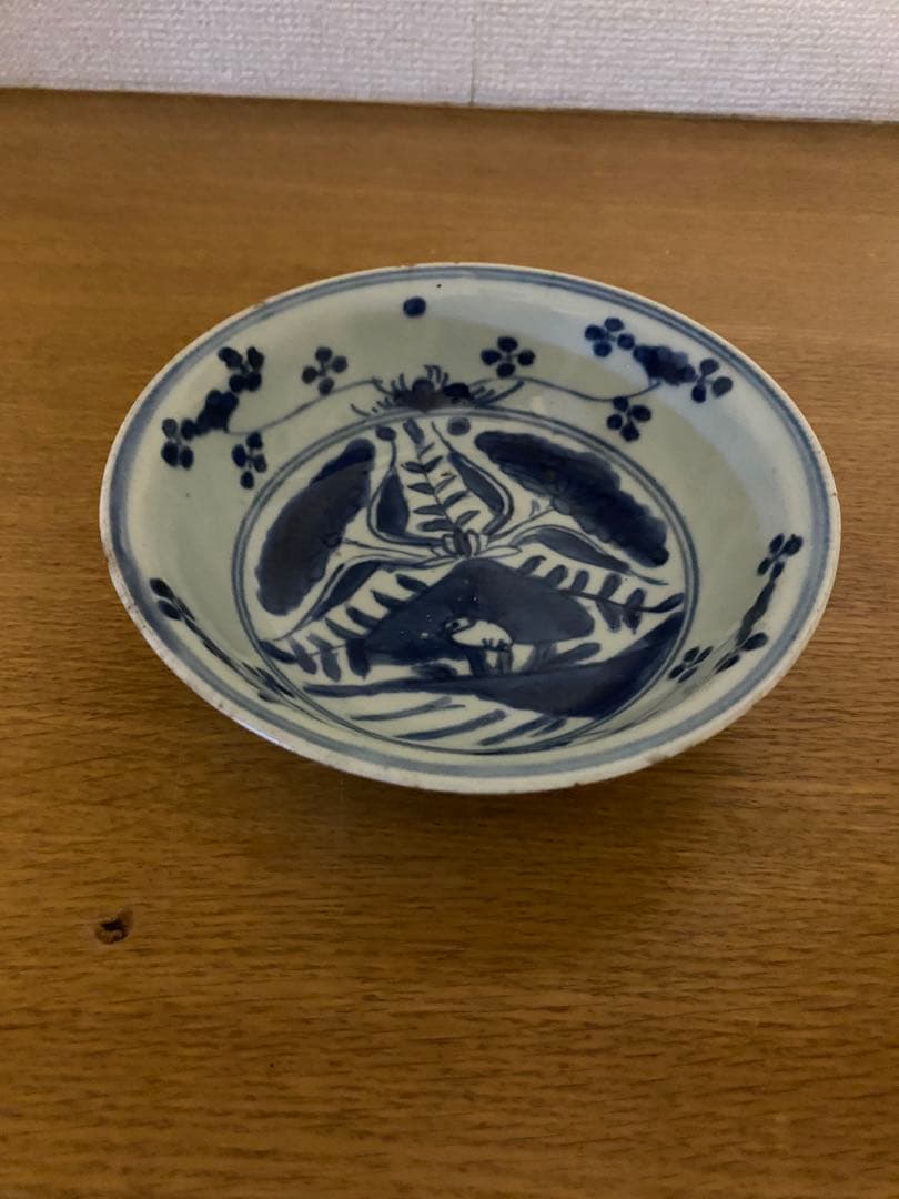 水草水禽文　古染付　平鉢