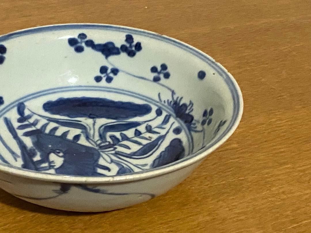 水草水禽文　古染付　平鉢