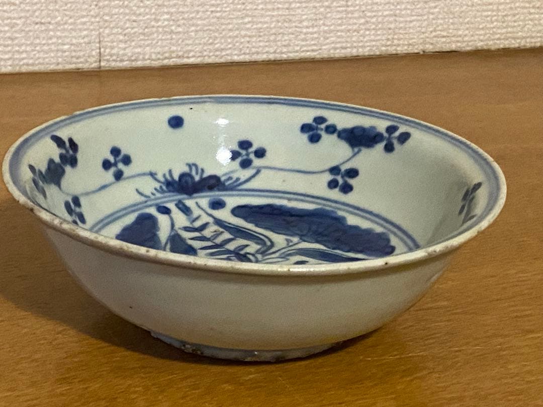 水草水禽文　古染付　平鉢