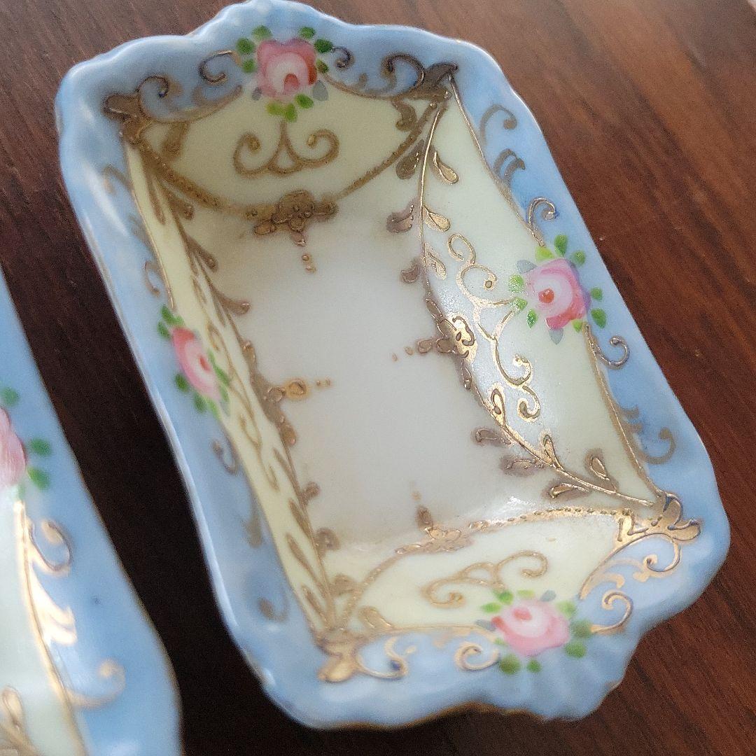 ハンドペイント 輸出用 アンティーク 豆皿 金モール オールドノリタケ風