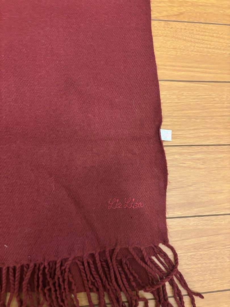 平成レトロLIZ LISAリボン付きバーガンディマフラー