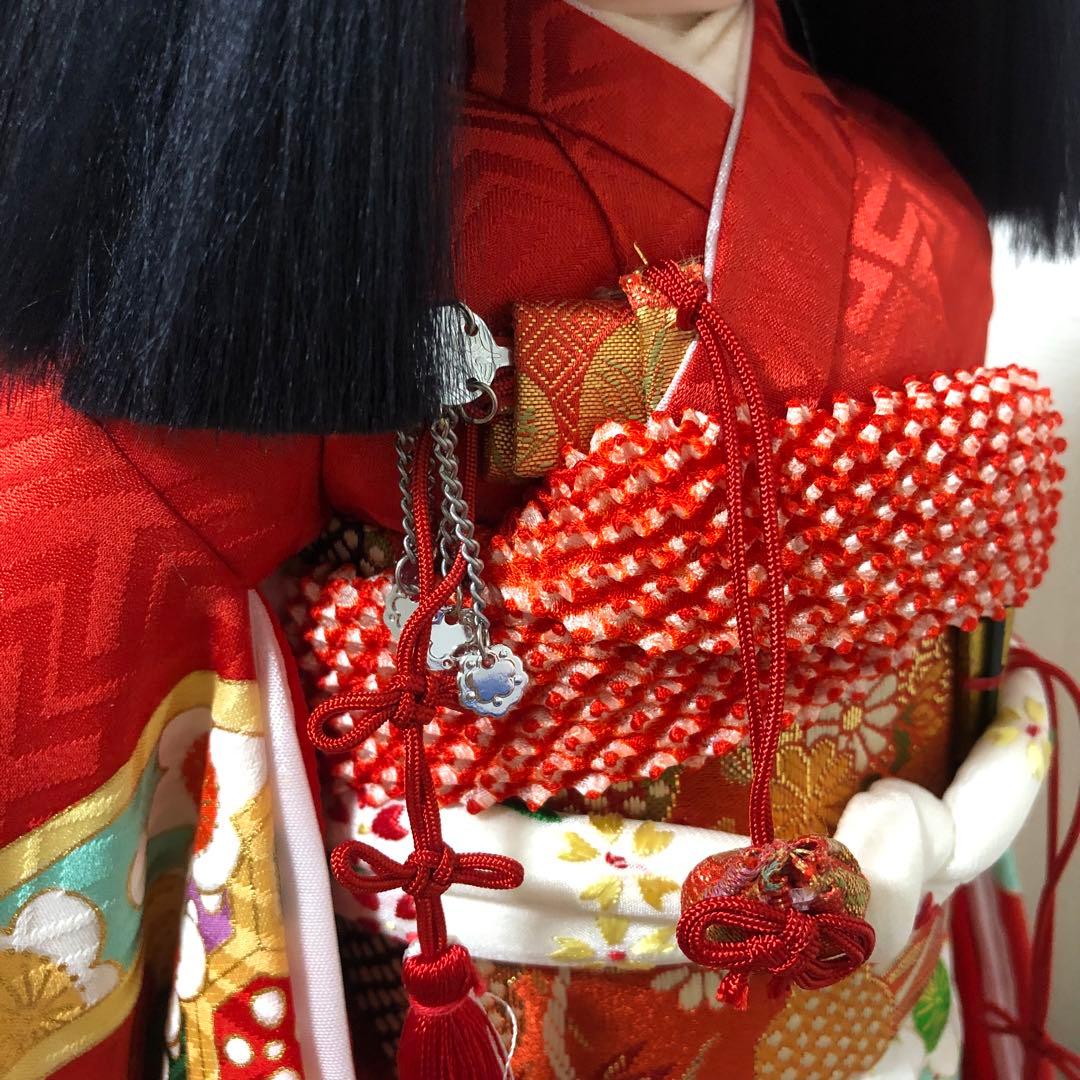 元賀章介作 10号(尺二) 着尺 別染め 流水に花 京友禅 市松人形 越前塗台