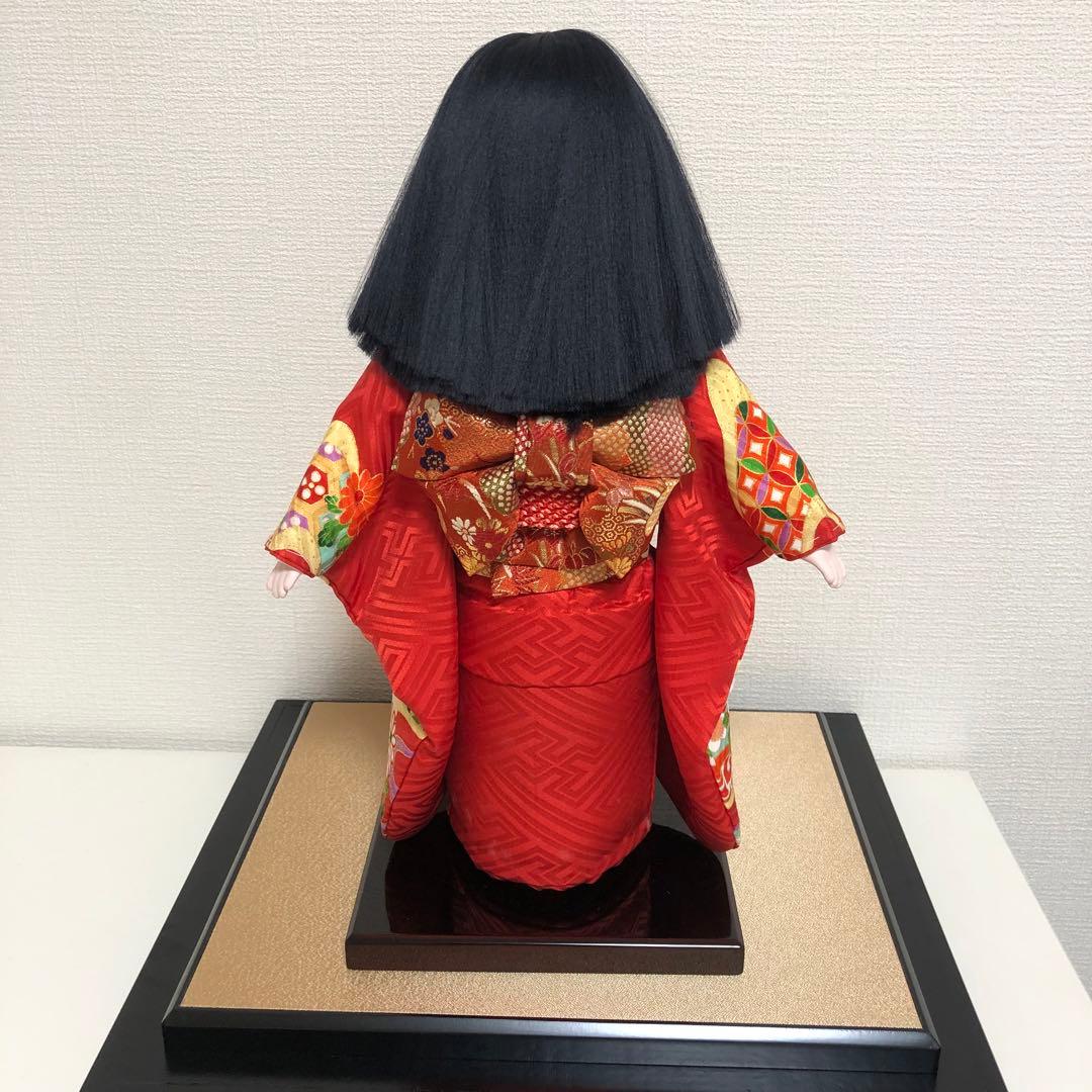 元賀章介作 10号(尺二) 着尺 別染め 流水に花 京友禅 市松人形 越前塗台